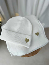 Bonnet + Echarpe Heart Blanc