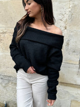 Pull Bardot Noir