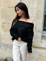 Pull Bardot Noir