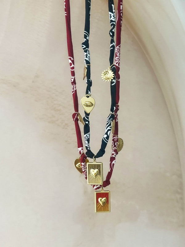 Collier Iris - Noir et Bordeaux