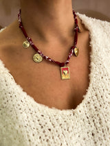 Collier Iris - Noir et Bordeaux